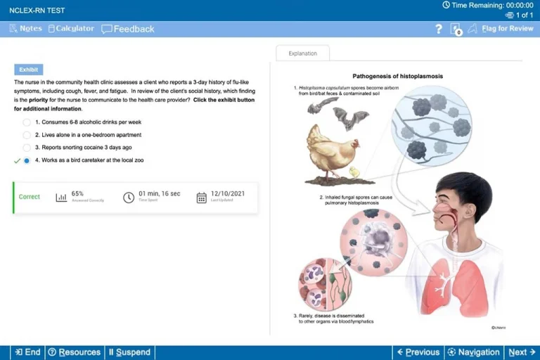 Image of a NCLEX-RN practice question from UWorld’s Learning Platform for Nursing.