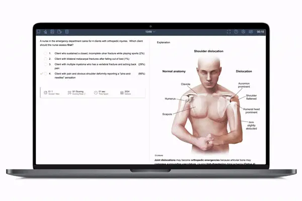 Animated GIF of images of UWorld’s Health Assessment course content