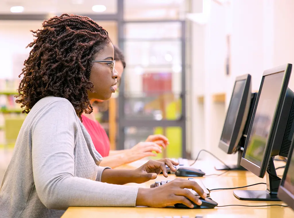 Nursing student taking summative assessment test