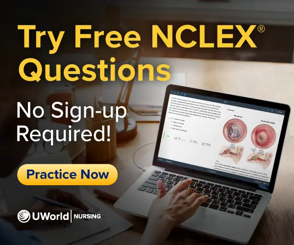 Try free nclex question banner ad