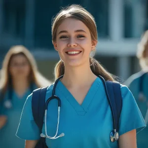 Nursing Student going to class