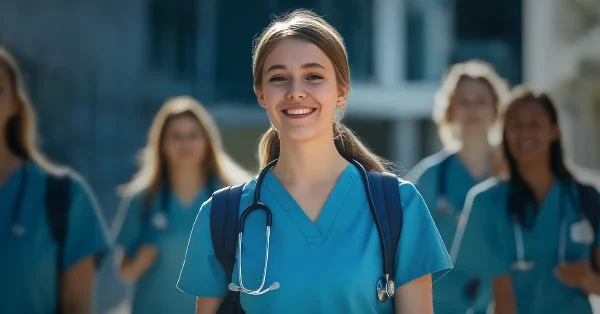 Nursing Student going to class