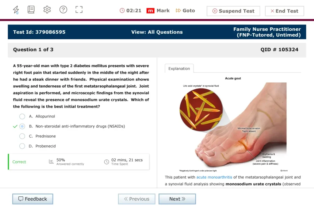 FNP practice question explanations for visual learners - Monosodium Urate Crystals