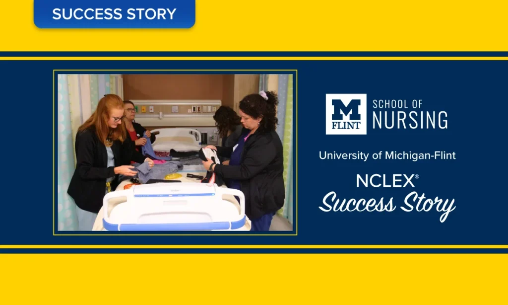 University of Michigan-Flint School of Nursing NCLEX Success Banner