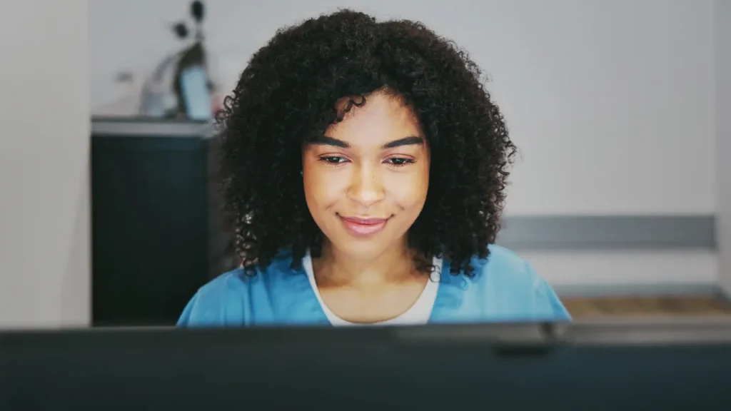 Nursing student receiving her ATT via email