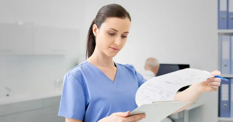 Nurse looking over 2024 RN Practice Analysis