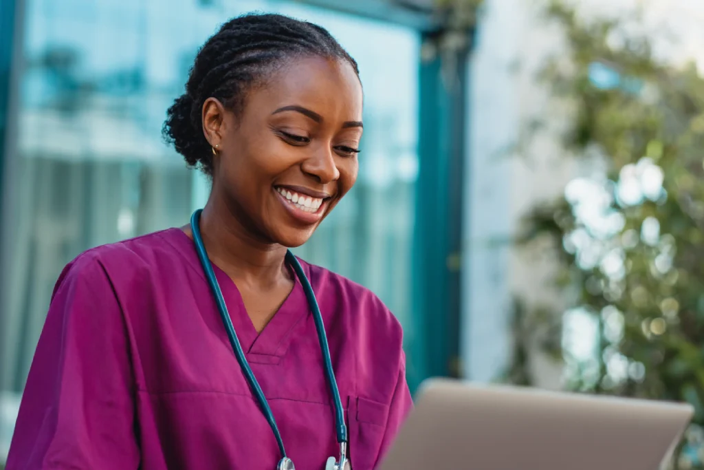 Aspiring family nurse practitioner reading the UWorld FNP study plan
