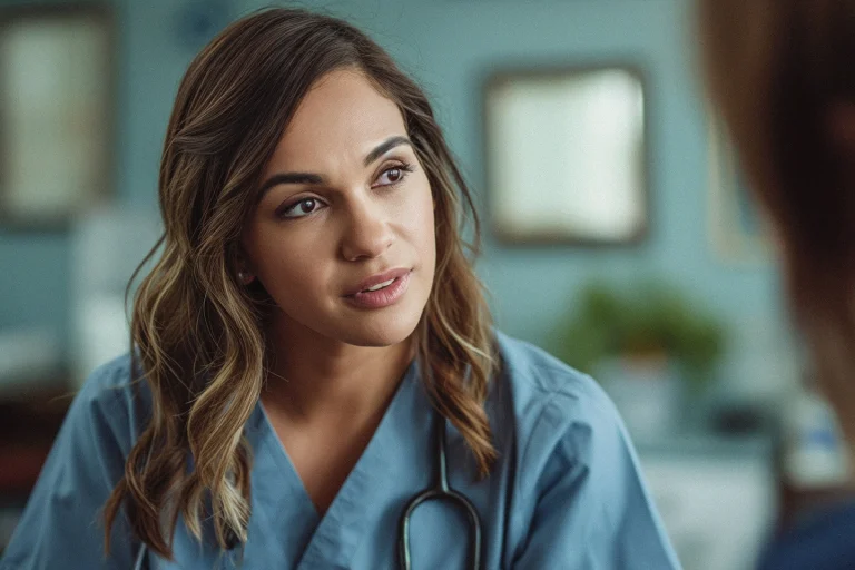 Nurse assessing mental health